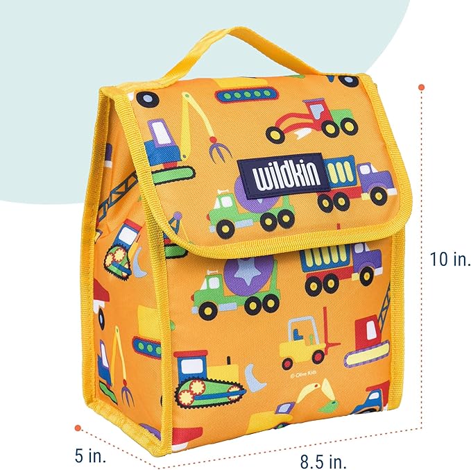 Wildkin Kids Insulated Lunch Bag – Reusable, Ideal for Hot/Cold Snacks, School & Travel - Under Construction