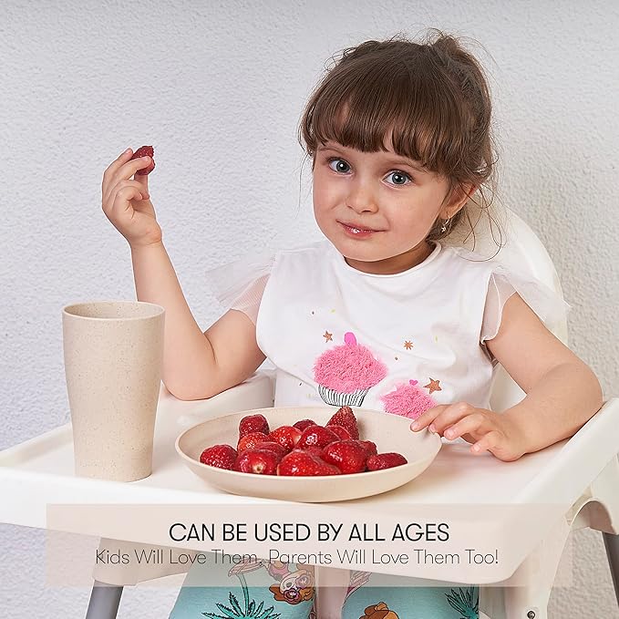 Wheat Straw Dinnerware Sets | Unbreakable Dinnerware Sets | Dishwasher Microwave Safe Dinnerware | Eco Friendly Non Breakable Dinnerware Sets | RV Outdoor Camping (Beige, Service for 4 (16 pcs))