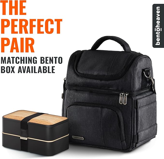Bentoheaven Lunch Bag & Lunch Box for Men and Women - Premium Materials, Extra Large Capacity (24 Cans) Double Deck - Leakproof Insulated Soft Large Adult Lunch Cooler Bag for Work, Travel (15L,Gray)