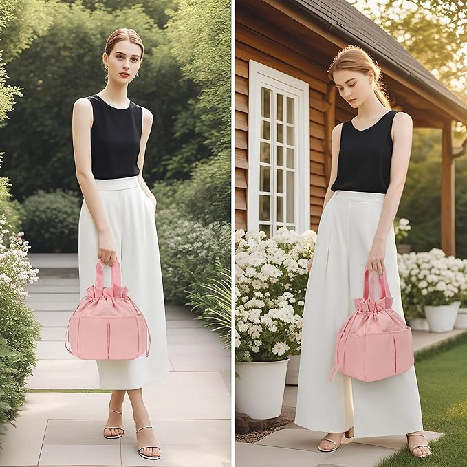 VS VOGSHOW Lunch Bag Women Cute Insulated Drawstring Lunch Bag 16 Cans Large Capacity Lunch Box for Work, Picnic, Outdoor (Pink)