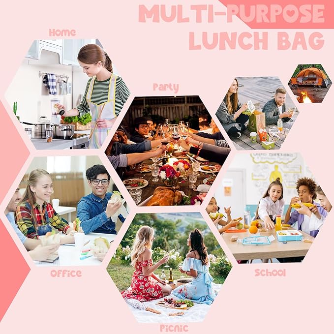 Bluboon Lunch Bag for Women Men Cute Corduroy Lunch Tote Bags Reusable Insulated Lunch Box Large Capacity Reusable Insulated Cooler for Work Picnic or Travel (Corduroy strawberry pink)