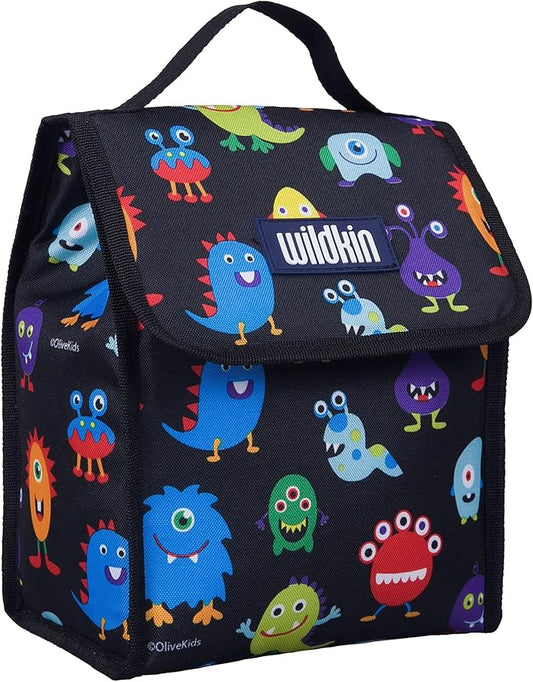 Wildkin Kids Insulated Lunch Bag – Reusable, Ideal for Hot/Cold Snacks, School & Travel - Monsters