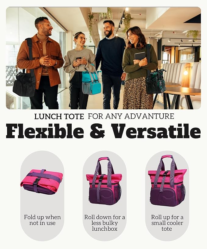 SUNNY BIRD Dual Compartment Lunch Bag Insulated Lunch Box for Women and Men (Purple)