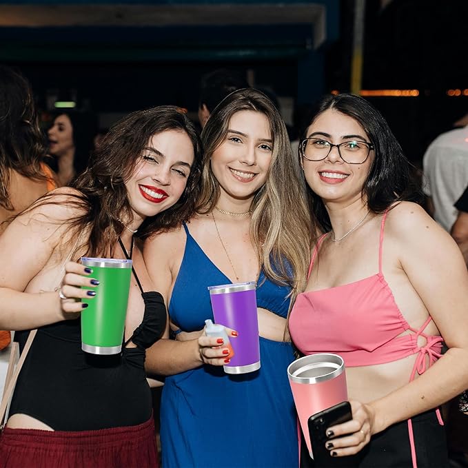 20 oz Tumbler Coffee Tavel Tumblers Bulk with Lid Stainless Steel Double Wall Vacuum Insulated Mug Powder Coated Cups fit Car Cupholder for Hot and Cold - Green, 1Pack