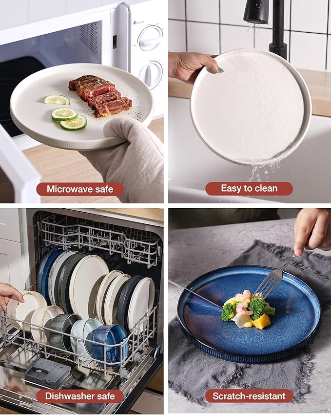 Famiware Star Plates and Bowls Sets, Modern Stoneware Dinnerware Sets for 6, 18-Piece Kitchen Dish Set - Chip and Scratch Resistant, Microwave and Dishwasher Safe Tableware, Matte White