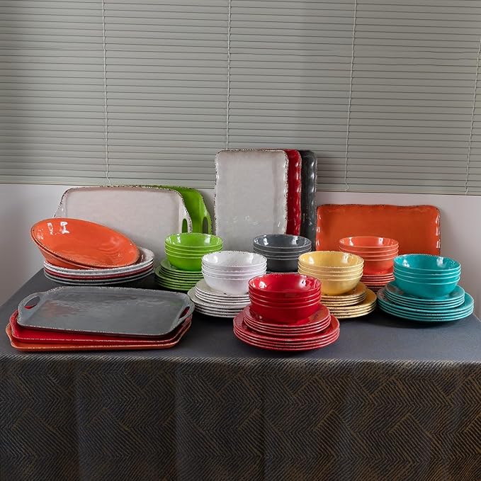 Rustic Melamine 130 OZ Serving Bowls,13.75” Durable Extra Large Melamine Pasta,Salad Serving Bowls, Set of 2, Large Fruit Bowls for Entertaining, Dishwasher Safe, Orange