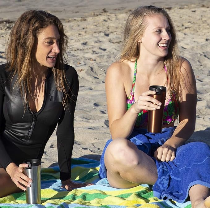 MIRA 16 oz Coffee Travel Mug - Stainless Steel Insulated Tumbler with Leak-Proof Lid - Hot & Cold Cup - Gray Satin