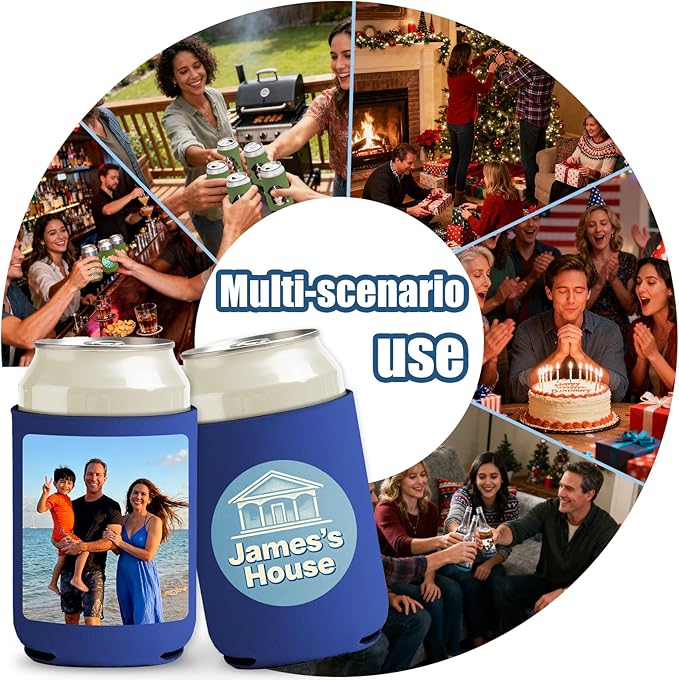 150 Pack Custom Can Coolers - Bulk Personalized Neoprene Beer Sleeves with Logo Text Photo Insulated Drink Holders for Weddings Parties Events