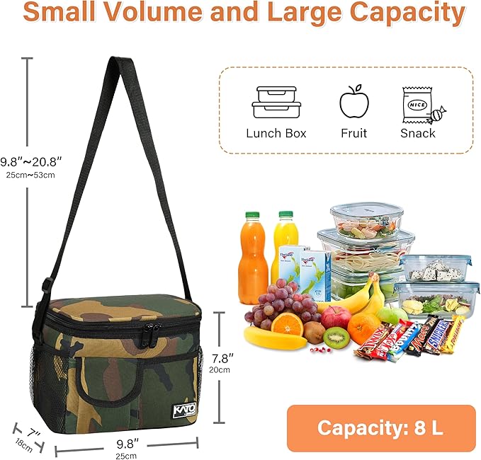 Tirrinia Insulated Lunch Bag for Women Men, Leakproof Lunch Box Containers for Adult, Work, School, Soft Lunchbox for Kids,Boys, Adult Cooler Bag for Picnic Hiking Beach,Camo