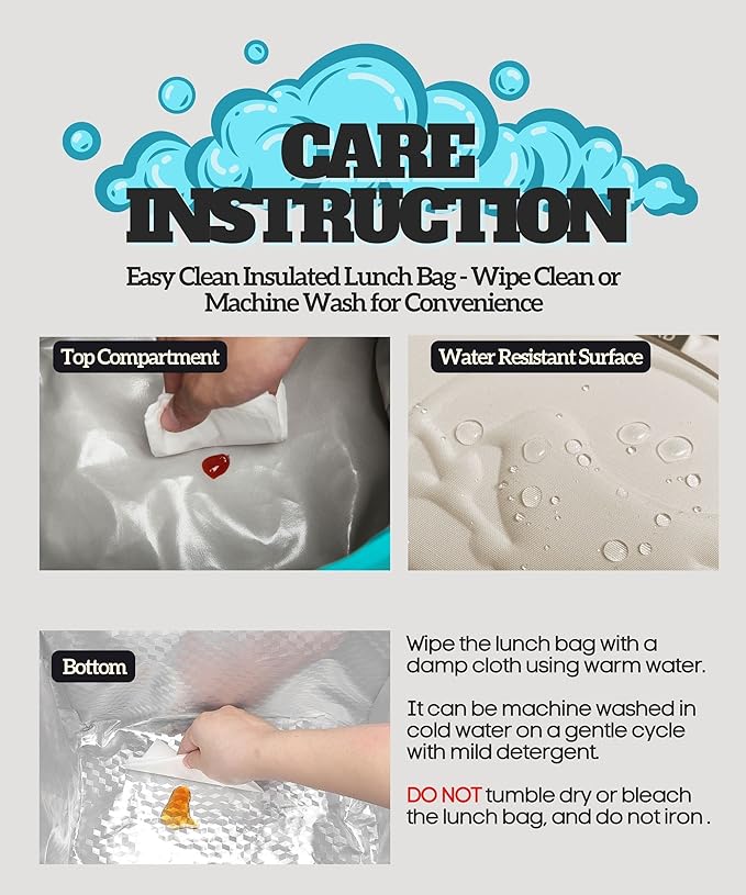 SUNNY BIRD Dual Compartment Lunch Bag Insulated Lunch Box for Women and Men (Ivory White 01)