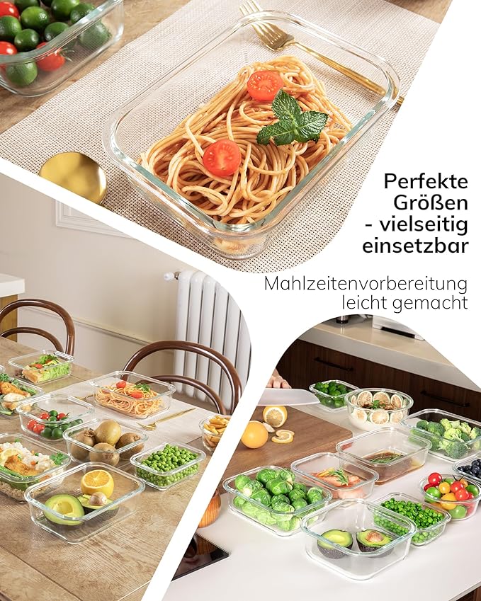 5-Pack Borosilicate Glass Containers with Tempered Lids, 35.2oz/4.4 Cup Airtight Meal Prep Set, Microwave/Freezer Safe (Pink)