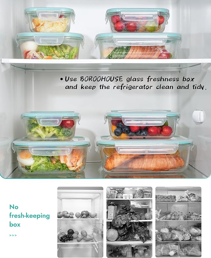 10-Piece Borosilicate Glass Food Storage Containers with Airtight Lids – Microwave, Oven, Freezer Safe, Leak-Proof, BPA-Free – Meal Prep, Baking & Gift Set