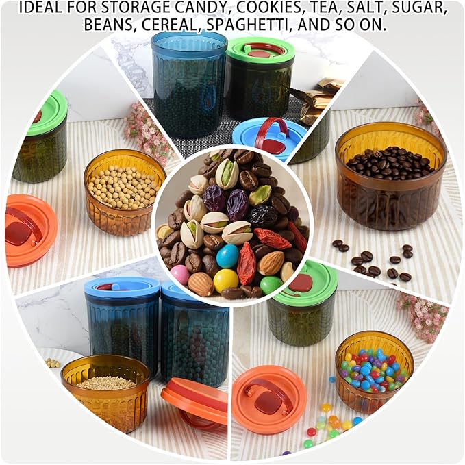 Airtight Food Storage Containers BPA-Free Stackable Air Tight Kitchen Pantry Organization Canisters Ideal for Storage Cereal Snack Flour Sugar Coffee Spaghetti (6pcs)