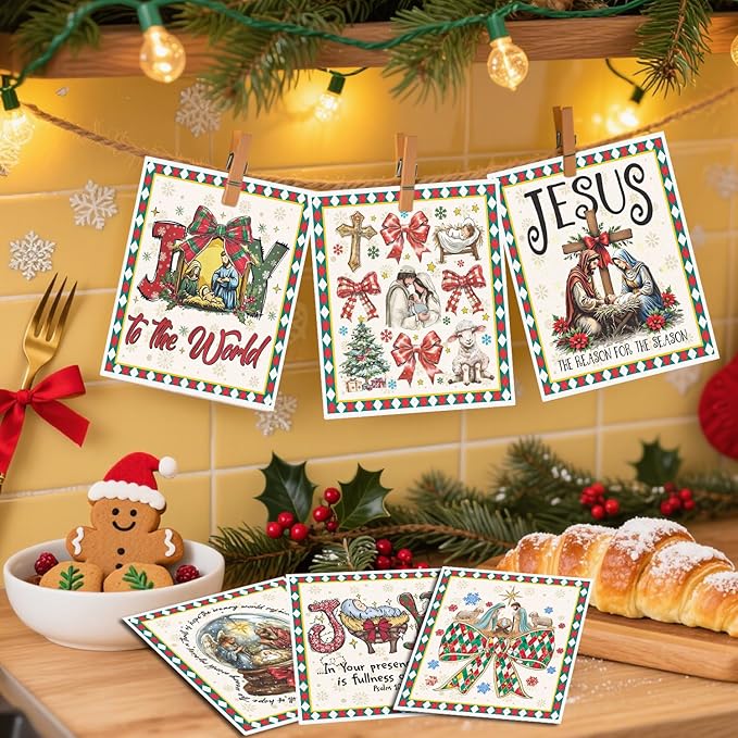 Christmas Swedish Dishcloths for Kitchen - 6PCS Nativity Christmas Swedish Cloths for Washing Dishes, Xmas Reusable Dish Towels, Holiday Washable Cleaning Sponge Gifts for Home Fast Drying