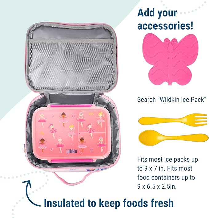 Wildkin Kids Insulated Lunch Box – Durable and Reusable for School & Travel - Fairy Garden