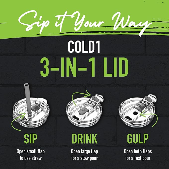 REDUCE Reusable 32 oz Cold1 Water Tumbler – Ergonomic Handle – Double-Wall Insulation – Sturdy Desktop/Tabletop Mug with Lid and Straw – BPA-Free – Stainless Steel for Gym, Home, or Office– Cotton