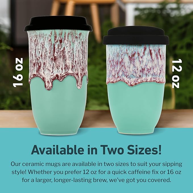 Travel Mug On the Go Coffee Tumbler Microwave & Dishwasher Safe Green Tumbler - Gifts For Women Men Him Her 16oz Nebula