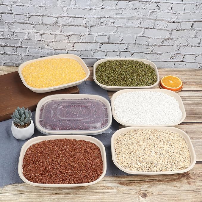 28 oz Disposable salad bowls with lids, Sugarcane Fiber paper Bowls take away Bagasse food containers meal prep food storage deli container 50 Pack