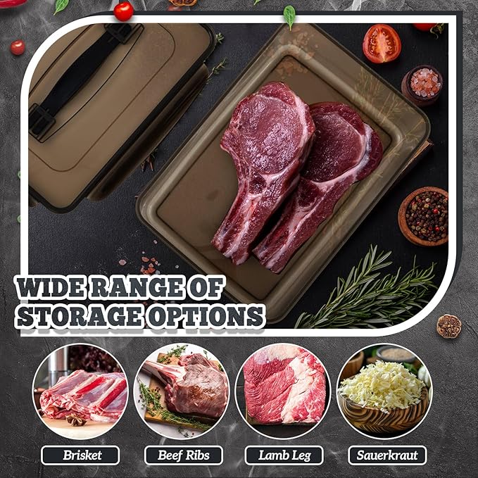 1 Pcs Marinating Containers with Lid 6.5 Quart Plastic Food Brining Containers Dishwasher Safe Grilling Accessories for Meat Chicken Turkey Rib BBQ Prep Storage