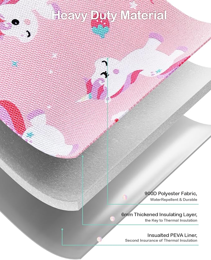 Bagseri Lunch Bag for Kids - Insulated Lunch Box for Girls Leak-Proof and Reusable Lunch Bag for Girls Toddler Lunch Box for Daycare and School, Pink Cute Unicorn