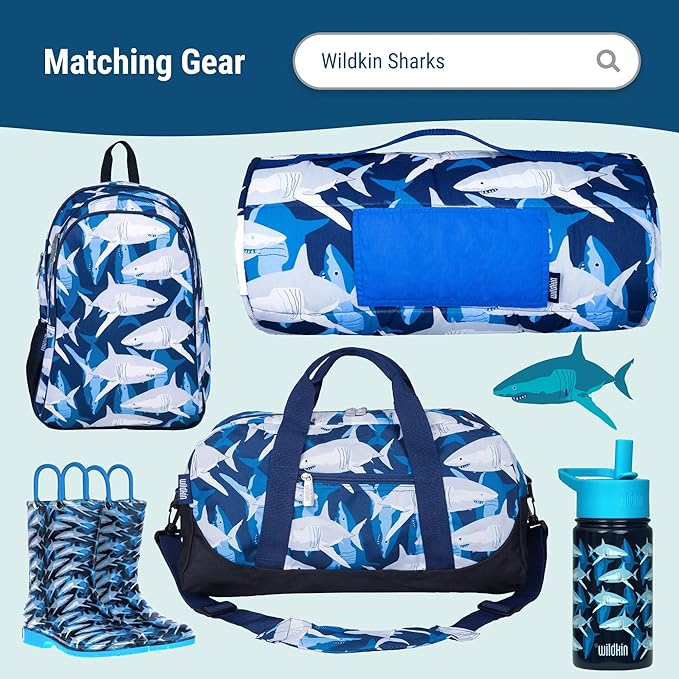 Wildkin Kids Insulated Lunch Bag – Reusable, Ideal for Hot/Cold Snacks, School & Travel - Sharks