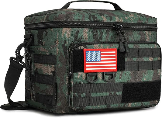 Tactical Lunch Box, 13L Large Insulated Lunch Bag MOLLE Webbing Leakproof Thermal Cooler with Shoulder Strap Lunch Pail for Adult Men Women Office Work Camping Picnic Travel Acu Camo