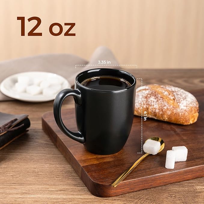 AmorArc 12oz Coffee Mugs Set of 6, Large Ceramic Coffee Mugs for Man, Woman, Dad, Mom, Modern Coffee Mugs Set with handle for Tea/Latte/Cappuccino/Milk/Cocoa. Dishwasher&Microwave Safe, Multi