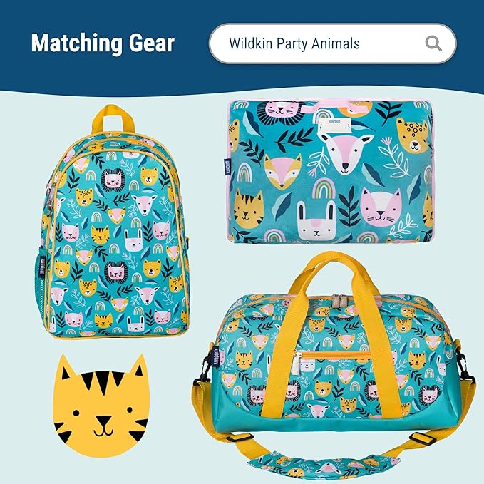 Wildkin Kids Insulated Lunch Box – Durable and Reusable for School & Travel - Party Animals