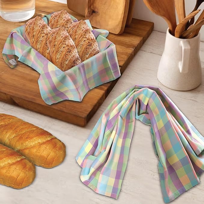 Urban Villa Kitchen Towels Set of 6 Buffalo Checks Easter Kitchen Towels Size 20”X30” Inches 100% Cotton Highly Absorbent KitchenTowels Premium Quality Ultra Soft Mitered Corners KitchenTowels
