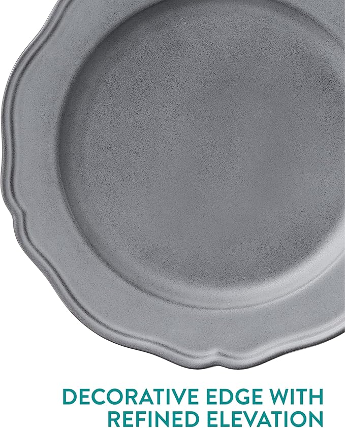 Navaris Scandi Style Porcelain Dinnerware Set - Ceramic Crockery Sets for 4 - Stackable Dishes with Dinner and Salad Plates Cereal Bowls - Dishwasher & Microwave Safe - 12pcs Grey