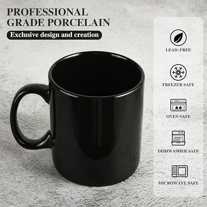 29oz Extra Large Ceramic Coffee Mug with Handle for Office and Home (Black)