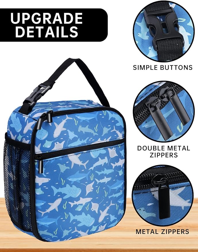 Shark Lunch Box 10 Inch Reusable Insulated Shark Lunch Bag