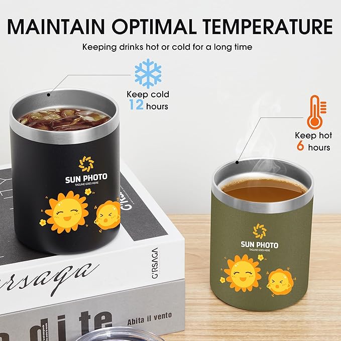 Personalized Custom Tumbler Print in USA 12oz 100Pcs Stainless Steel Travel Coffee Cup with Lid & Straw Double Wall Insulated Mug With Colorful Text Logo Photo