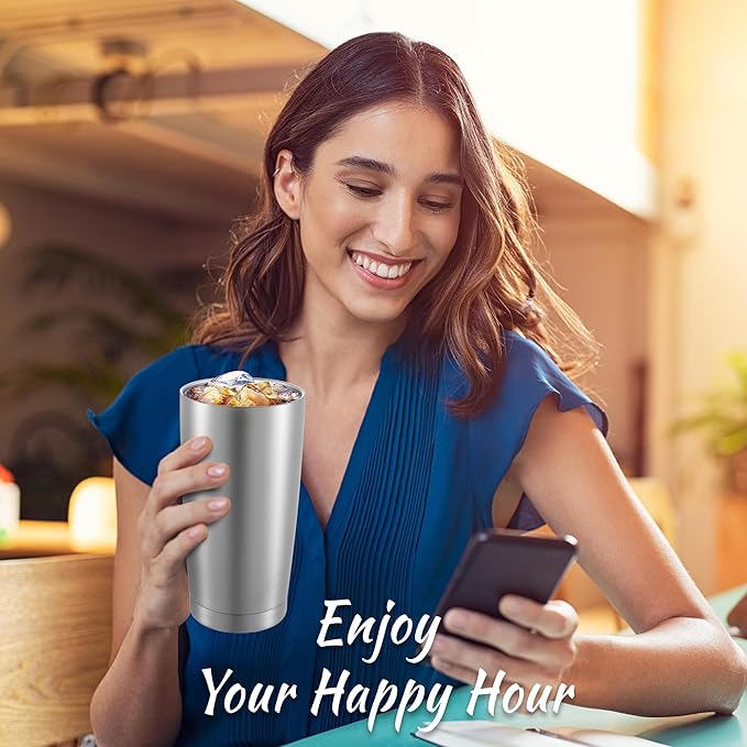 20 oz Tumbler Stainless Steel Tumblers with Lid Double Wall Vacuum Insulated Coffee Mug 20oz Powder Coated Cup for Hot and Cold Drinks, Stainless, 1 pack