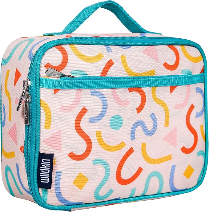 Wildkin Kids Insulated Lunch Box – Durable and Reusable for School & Travel - Confetti Peach
