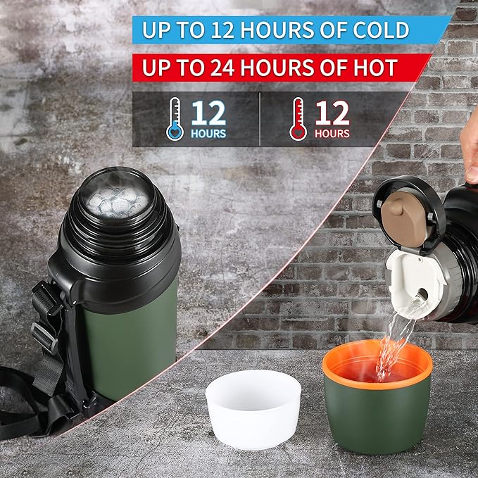 85oz Large Coffee Thermoses for Travel - Insulated Water Jug Classic Vacuum Bottle with Plastic Cup - Stainless Steel Thermos for Hiking Fishing