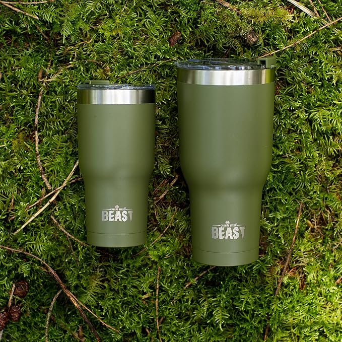 Beast 20 oz Tumbler Stainless Steel Vacuum Insulated Coffee Ice Cup Double Wall Travel Flask (Army Green)