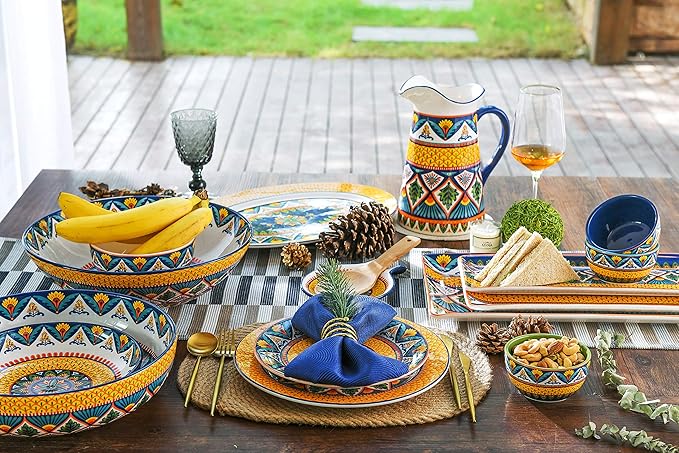 Bico Havana Salad Plates Set of 4, 8.75 Inch Ceramic Dessert Plates for Salad, Appetizer, Side Dishes, Microwave and Dishwasher Safe, Gift for Housewarming and Thanksgiving