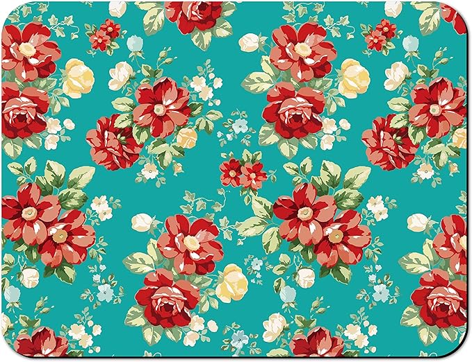 Rubber Dish Drying Mat for Kitchen Counter Large Boho Flowers Washable Quick Home Coffee Pad Fit Under Sink,Bar,Utensils 18x24in