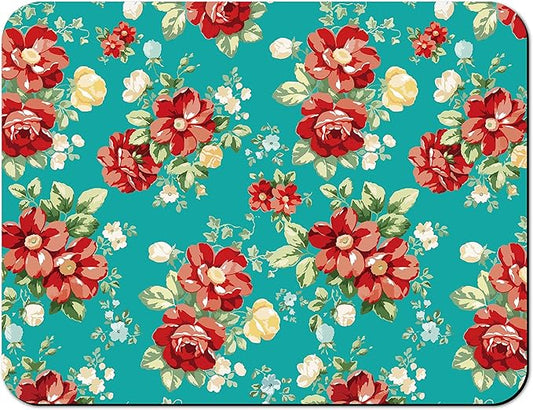 Rubber Dish Drying Mat for Kitchen Counter Large Boho Flowers Washable Quick Home Coffee Pad Fit Under Sink,Bar,Utensils 18x24in