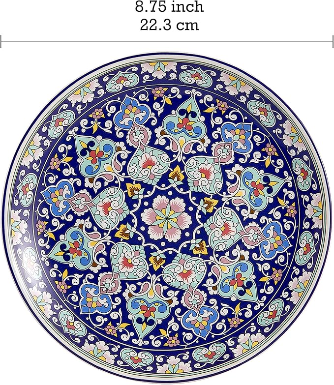 Bico Mandala Kaleidoscope Salad Plates Set of 4, 8.75 Inch Ceramic Dessert Plates for Salad, Appetizer, Side Dishes, Microwave and Dishwasher Safe, Gift for Housewarming and Thanksgiving