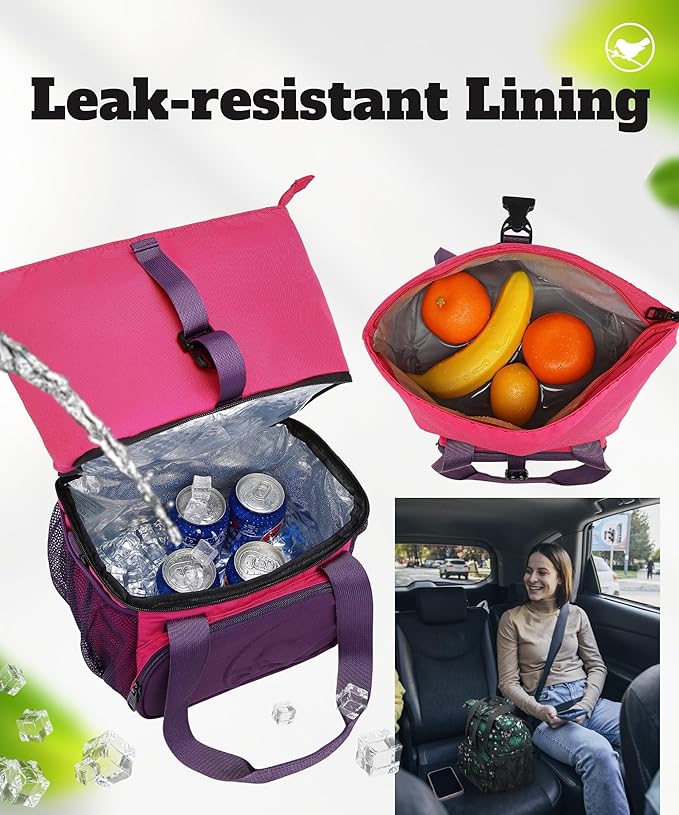 SUNNY BIRD Dual Compartment Lunch Bag Insulated Lunch Box for Women and Men (Purple)