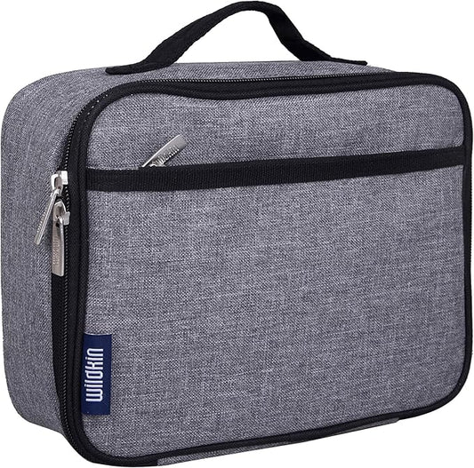 Wildkin Kids Insulated Lunch Box – Durable and Reusable for School & Travel - Grey Tweed