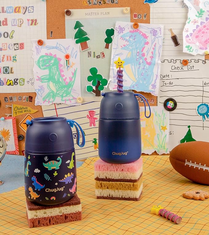 Thermo for Hot Food for Adults Kids |Wide Mouth, 18 oz Insulated Food Container with Spoon, Leakproof Soup Thermo for School Office Travel, Thermal Steel Food Jar Easy to Carry (Dark Blue)