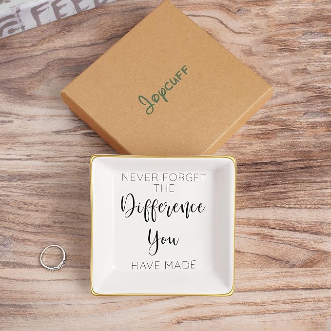 Thank You Gift for Women, Coworker Friends Teacher Retirement Gifts for Coworker Women Inspirational Ceramic Trinket Tray Gift for Colleague Leaving Job