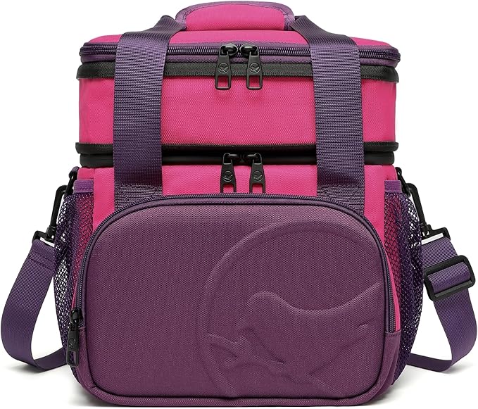 SUNNY BIRD Dual Compartment Lunch Bag, 13L Insulated Adult Lunch Box for Work (Purple)
