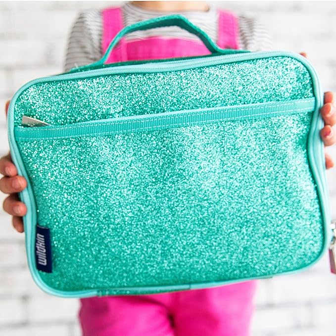 Wildkin Kids Insulated Lunch Box – Durable and Reusable for School & Travel - Blue Glitter