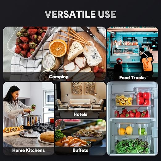 Wilprep 6 Pack Plastic Food Pans with Lids, 1/6 Size 6 in Deep Clear Food Storage Containers, 2.6 qt Stackable Polycarbonate Commercial Hotel Pans for Fruits Vegetables Beans Corns, NSF Listed