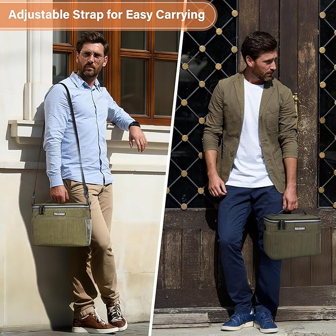 Tirrinia Insulated Lunch Bag for Women Men, Leakproof Lunch Box Containers for Adult, Work, School, Soft Lunchbox for Kids,Boys, Adult Cooler Bag for Picnic Hiking Beach,Olive