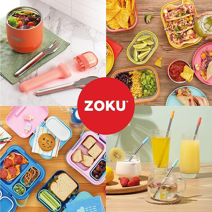 ZOKU - Nested Food Storage Container with Freezer Pack, Leak Proof with Airtight Lids, for Sandwiches, Lunches, Leftovers and more, Easy to Clean, Reusable, BPA Free (Neat Stack) (3 Piece)